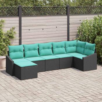 ARDEBO.de - Sofa Set 7 stk. Schwarz [Synthetisch]: Poly Rattan