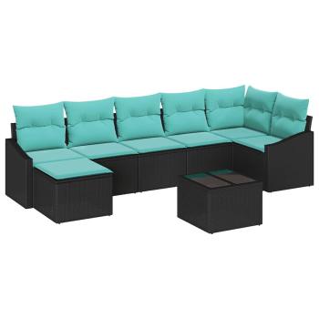 Sofa Set 8 stk. Schwarz [Synthetisch]: Poly Rattan