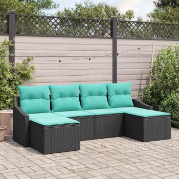 ARDEBO.de - Sofa Set 6 stk. Schwarz [Synthetisch]: Poly Rattan
