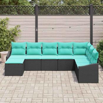 Sofa Set 8 Stk. Schwarz [Synthetisch]: Poly Rattan