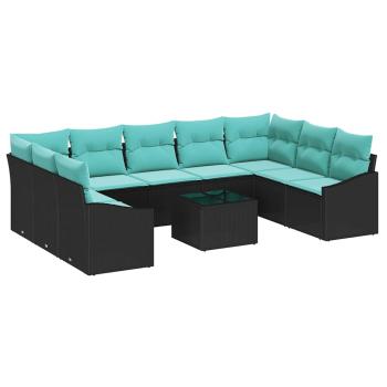 Sofa Set 10 stk. Schwarz [Synthetisch]: Poly Rattan