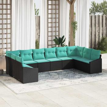ARDEBO.de - Sofa Set 10 stk. Schwarz [Synthetisch]: Poly Rattan