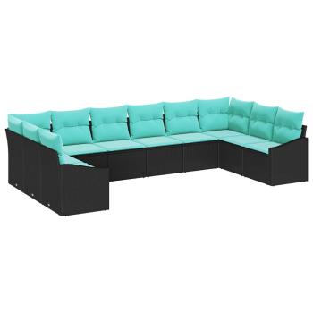 Sofa Set 10 stk. Schwarz [Synthetisch]: Poly Rattan