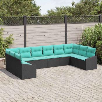 Sofa Set 10 stk. Schwarz [Synthetisch]: Poly Rattan