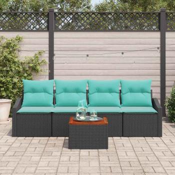 Gartensofa-set 5 stk. Schwarz Poly-Rattan