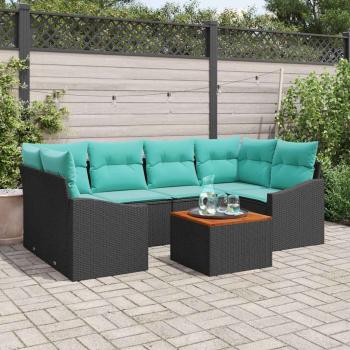 ARDEBO.de - Gartensofa-set 7 stk. Schwarz Poly-Rattan