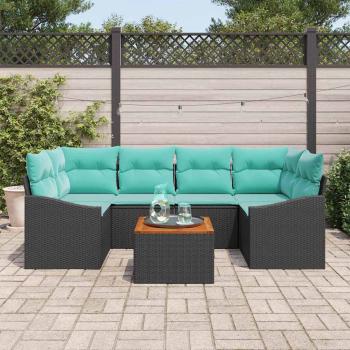 Gartensofa-set 7 stk. Schwarz Poly-Rattan