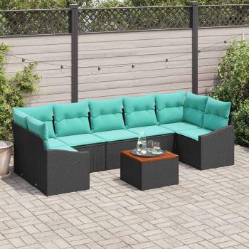 ARDEBO.de - Gartensofa-set 8 stk. Schwarz Poly-Rattan