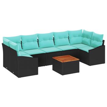 Gartensofa-set 8 stk. Schwarz Poly-Rattan