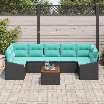 Gartensofa-set 8 stk. Schwarz Poly-Rattan