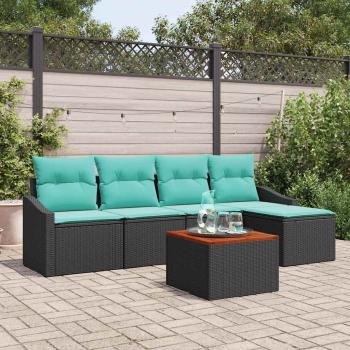 ARDEBO.de - Gartensofa-set 6 stk. Schwarz Poly-Rattan