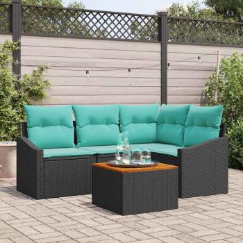ARDEBO.de - Gartensofa-set 5 stk. Schwarz Poly-Rattan