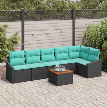 ARDEBO.de - Gartensofa-set 7 stk. Schwarz Poly-Rattan