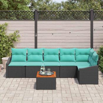 Gartensofa-set 7 stk. Schwarz Poly-Rattan