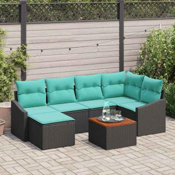 ARDEBO.de - Gartensofa-set 7 stk. Schwarz Poly-Rattan