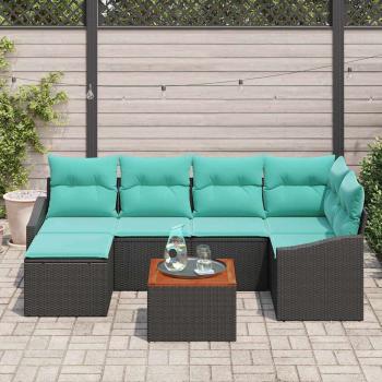 Gartensofa-set 7 stk. Schwarz Poly-Rattan