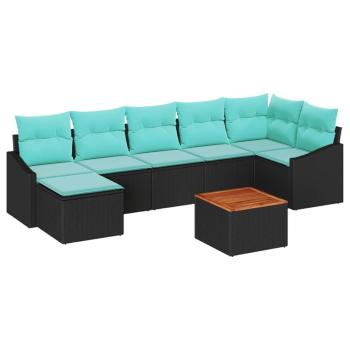 Gartensofa-set 8 stk. Schwarz Poly-Rattan