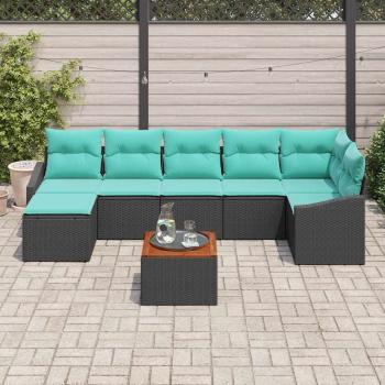 Gartensofa-set 8 stk. Schwarz Poly-Rattan