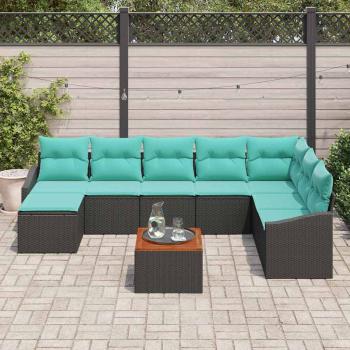Gartensofa-set mit Kissen 9 pcs Schwarz Poly-Rattan