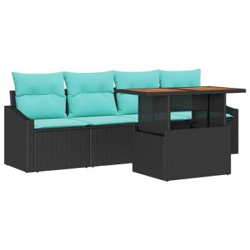 Gartensofa-set 5 stk. 4-Sitzanzahl Schwarz und Türkis