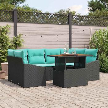 ARDEBO.de - Gartensofa-set 7 stk. 6-Sitzanzahl Schwarz und Türkis