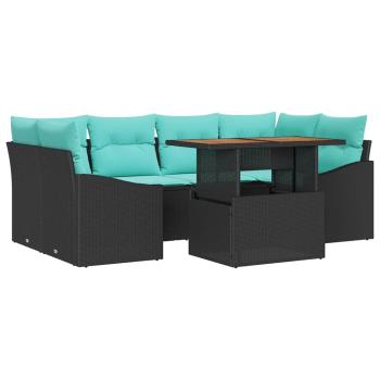 Gartensofa-set 7 stk. 6-Sitzanzahl Schwarz und Türkis