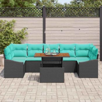 Garten Essgruppe mit Kissen 8 pcs Schwarz und Teal