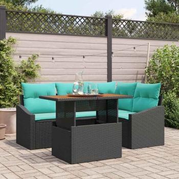 ARDEBO.de - Gartensofa-set 5 stk. 4-Sitzanzahl Schwarz und Türkis