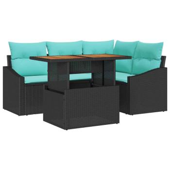 Gartensofa-set 5 stk. 4-Sitzanzahl Schwarz und Türkis