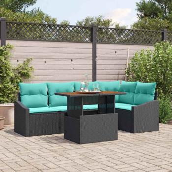 ARDEBO.de - Gartensofa-set 6 stk. 5-Sitzanzahl Schwarz und Türkis