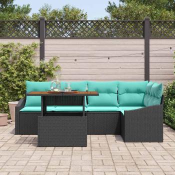 Gartensofa-set 6 stk. 5-Sitzanzahl Schwarz und Türkis