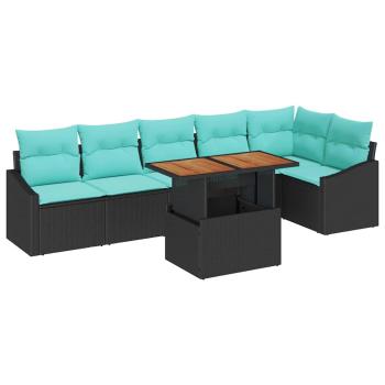 Gartensofa-set 7 stk. 6-Sitzanzahl Schwarz und Türkis