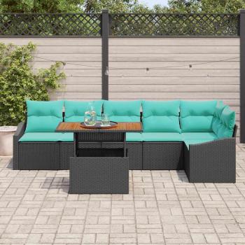 Gartensofa-set 7 stk. 6-Sitzanzahl Schwarz und Türkis