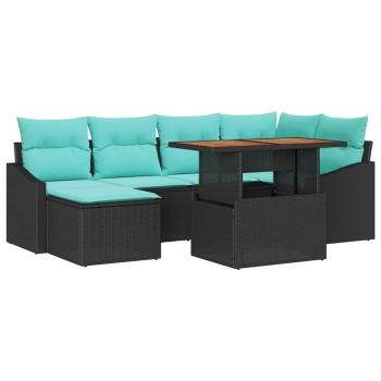 Gartensofa-set 7 stk. Schwarz und Türkis