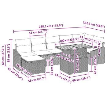 Gartensofa-set 8 pcs Schwarz und Türkis