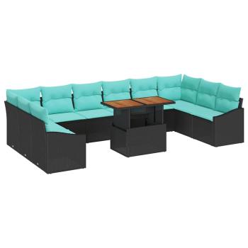 Gartensofa-set 11 stk. 10-Sitzanzahl Schwarz und Türkis