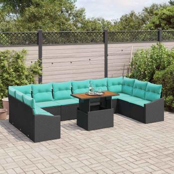 Gartensofa-set 11 stk. 10-Sitzanzahl Schwarz und Türkis