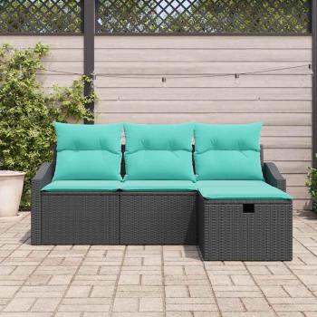 Sofa Set 4 stk. Schwarz Poly Rattan