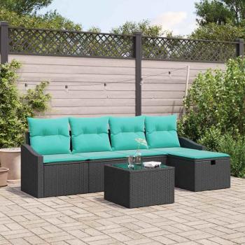 ARDEBO.de - Sofa Set 6 stk. Schwarz Poly-Rattan