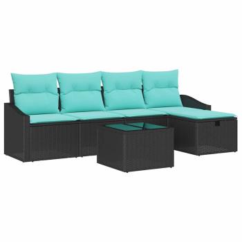 Sofa Set 6 stk. Schwarz Poly-Rattan