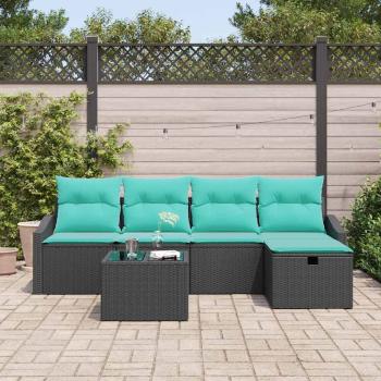 Sofa Set 6 stk. Schwarz Poly-Rattan