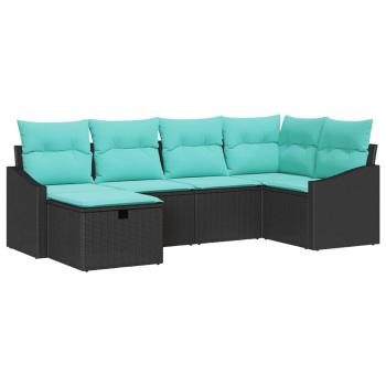 Sofa Set 6 stk. Schwarz Poly-Rattan