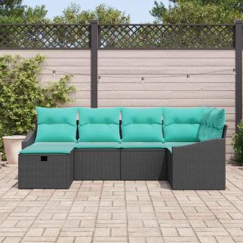 Sofa Set 6 stk. Schwarz Poly-Rattan