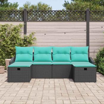 Gartensofa-set 6 stk. Poly-Rattan