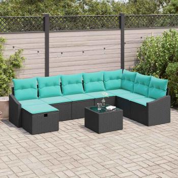 ARDEBO.de - Gartensofa-set 9 pcs Poly-Rattan