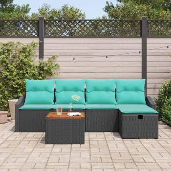 Gartensofa-set 6 stk. Schwarz Poly-Rattan