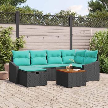 ARDEBO.de - Gartensofa-set 7 stk. Schwarz Poly-Rattan