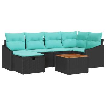 Gartensofa-set 7 stk. Schwarz Poly-Rattan