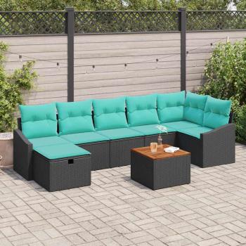 ARDEBO.de - Gartensofa-set 8 stk. Schwarz Poly-Rattan