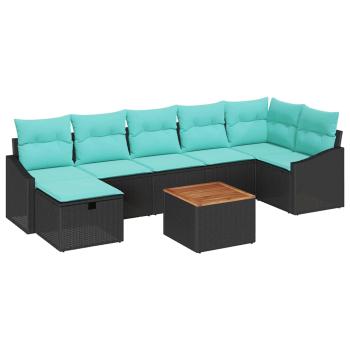 Gartensofa-set 8 stk. Schwarz Poly-Rattan